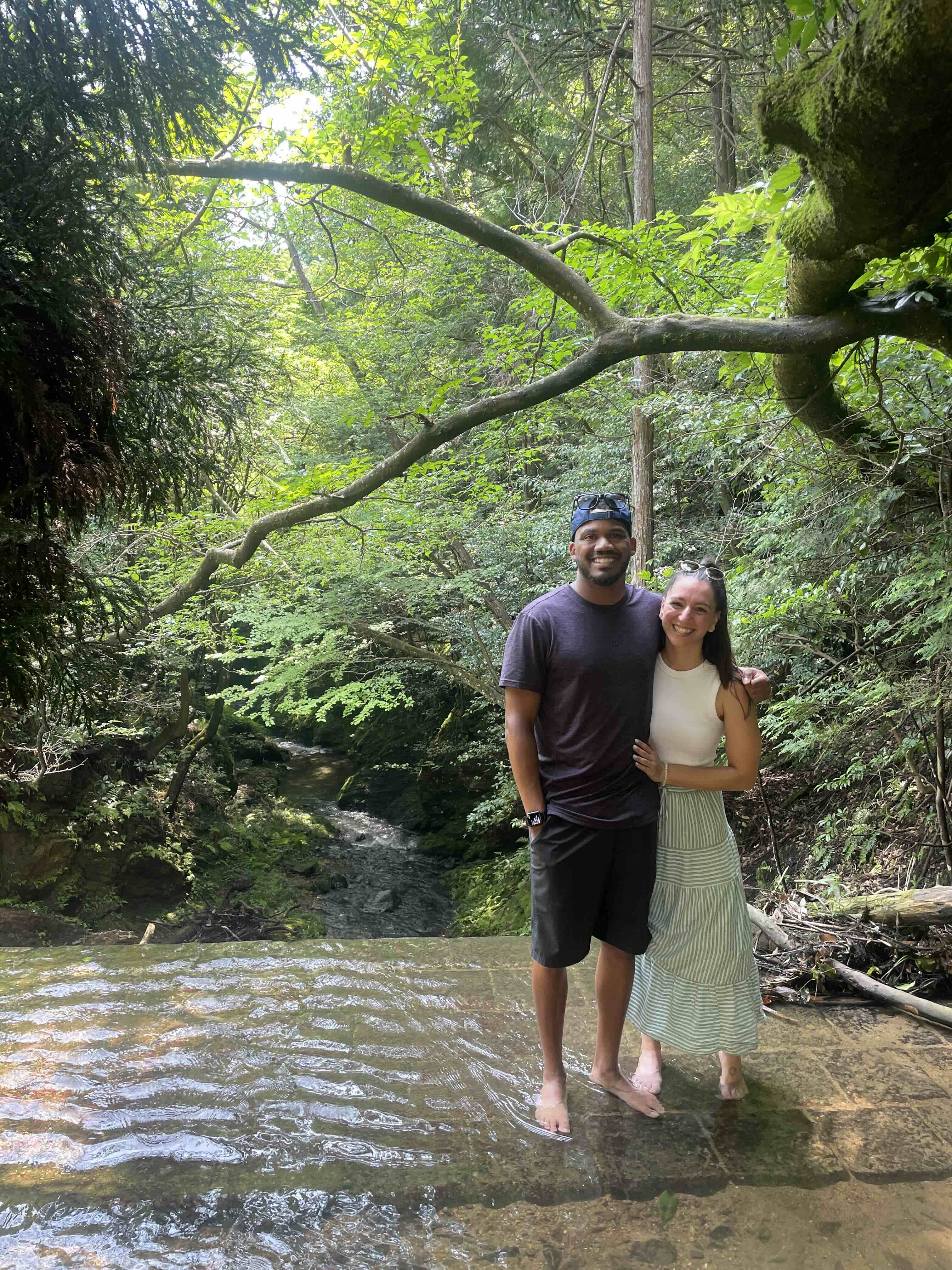 Laura and Donnie near the water in Japan